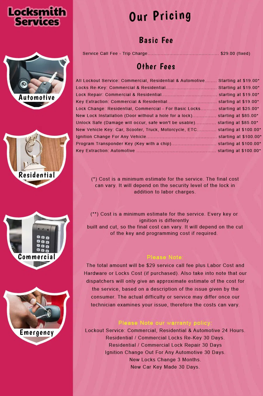 Secaucus NJ Locksmith Store Secaucus, NJ 201-620-9651 - price-list-c-18